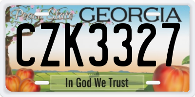 GA license plate CZK3327