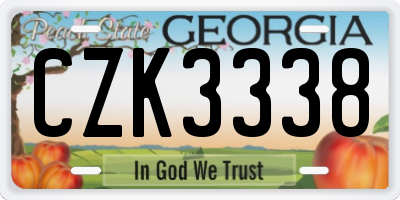 GA license plate CZK3338