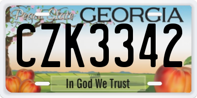 GA license plate CZK3342