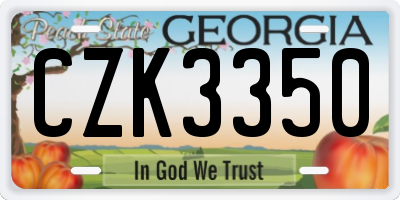 GA license plate CZK3350