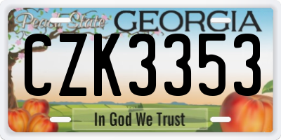 GA license plate CZK3353
