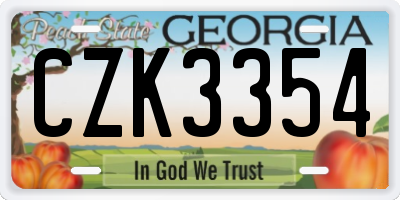 GA license plate CZK3354