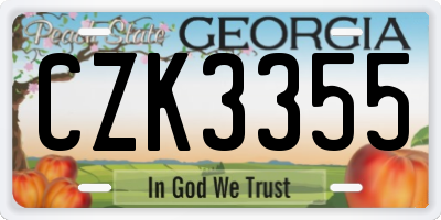 GA license plate CZK3355