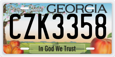 GA license plate CZK3358