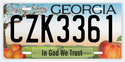 GA license plate CZK3361