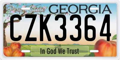 GA license plate CZK3364