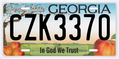 GA license plate CZK3370