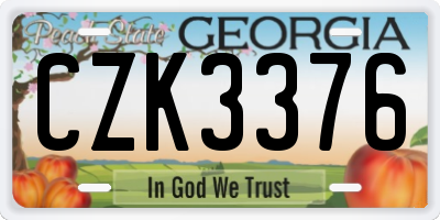 GA license plate CZK3376
