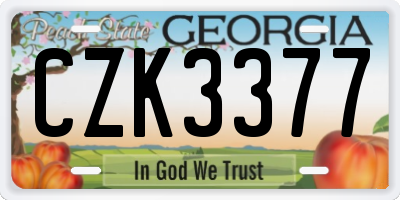 GA license plate CZK3377