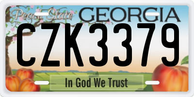 GA license plate CZK3379