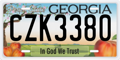 GA license plate CZK3380