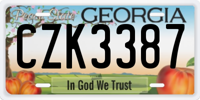 GA license plate CZK3387