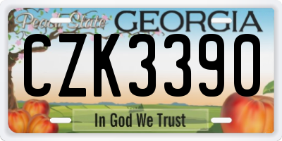 GA license plate CZK3390