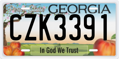 GA license plate CZK3391