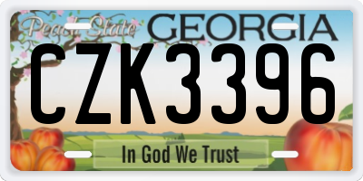 GA license plate CZK3396