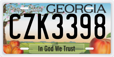 GA license plate CZK3398