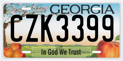 GA license plate CZK3399
