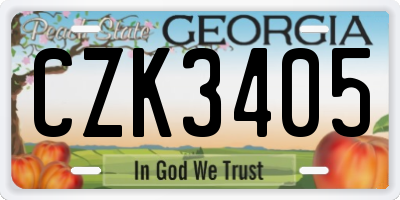 GA license plate CZK3405