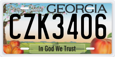 GA license plate CZK3406