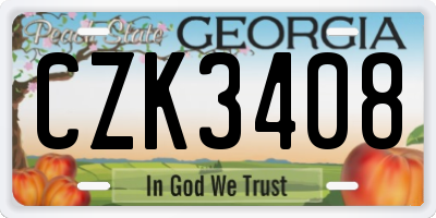 GA license plate CZK3408