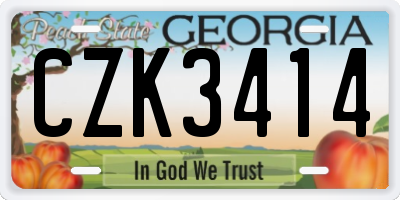 GA license plate CZK3414