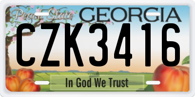 GA license plate CZK3416