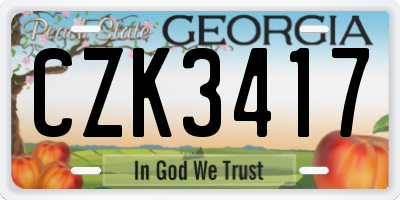 GA license plate CZK3417