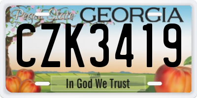 GA license plate CZK3419