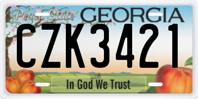 GA license plate CZK3421