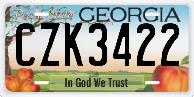 GA license plate CZK3422