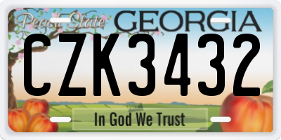 GA license plate CZK3432