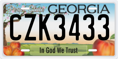 GA license plate CZK3433