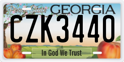 GA license plate CZK3440