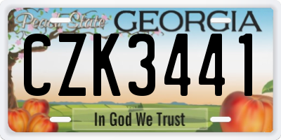 GA license plate CZK3441