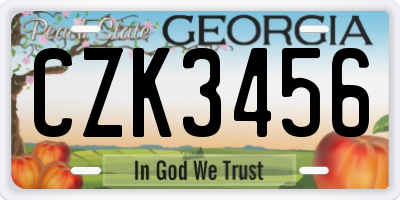 GA license plate CZK3456
