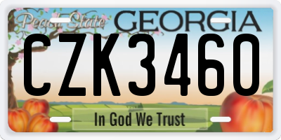 GA license plate CZK3460