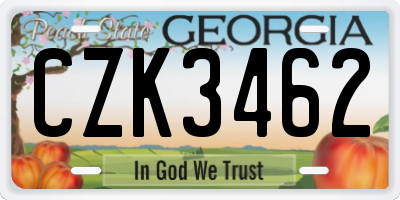 GA license plate CZK3462