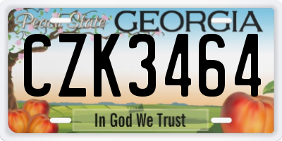 GA license plate CZK3464