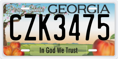 GA license plate CZK3475