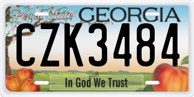 GA license plate CZK3484