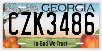 GA license plate CZK3486