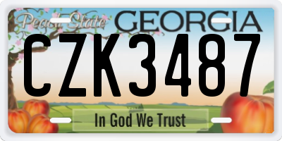 GA license plate CZK3487
