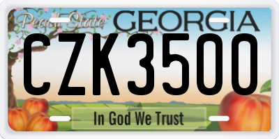 GA license plate CZK3500
