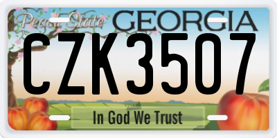 GA license plate CZK3507