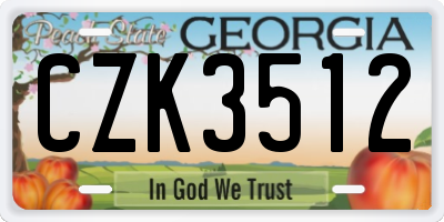 GA license plate CZK3512