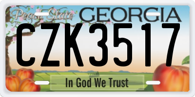 GA license plate CZK3517
