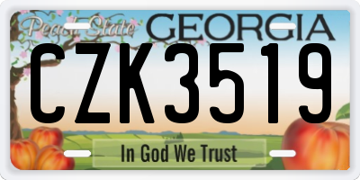 GA license plate CZK3519