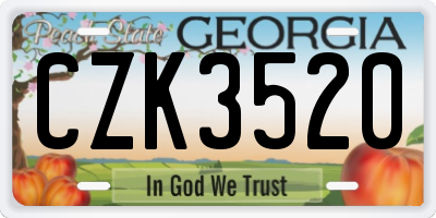 GA license plate CZK3520
