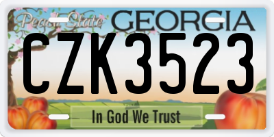 GA license plate CZK3523