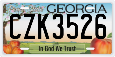 GA license plate CZK3526